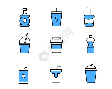 可乐冰彩色酒水饮料图标矢量SVG图标元素套图3插画