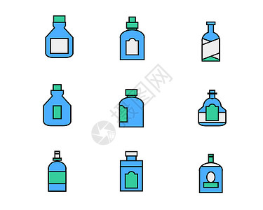 陈酿老酒彩色酒水饮料图标矢量SVG图标元素套图9插画