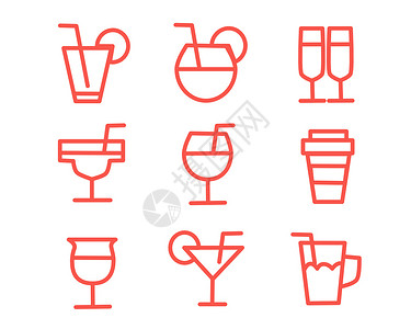 玻璃杯png红色ICON图标4323svg图标元素套图插画