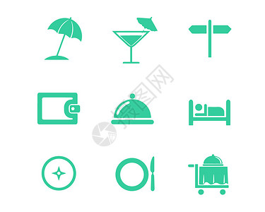 太阳伞元素绿色旅游图标svg图标元素套图插画
