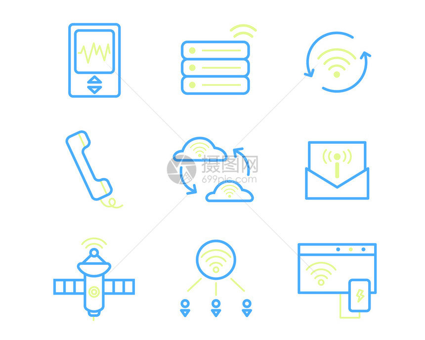 黄蓝通信图标电话信号svg图标元素套图图片