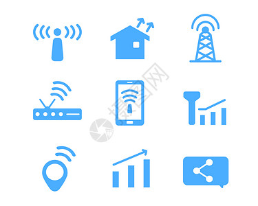通信管理蓝色通信图标信号svg图标元素套图插画