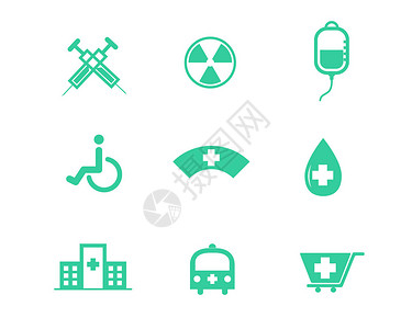绿色医院绿色医疗行业图标svg图标元素套图6插画