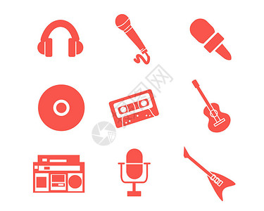 录音app红色音乐娱乐图标svg图标元素套图3插画