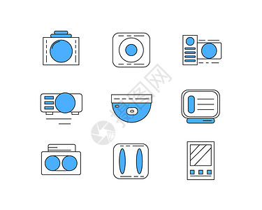 手机播放器蓝色ICON图标SVG图标元素套图1插画