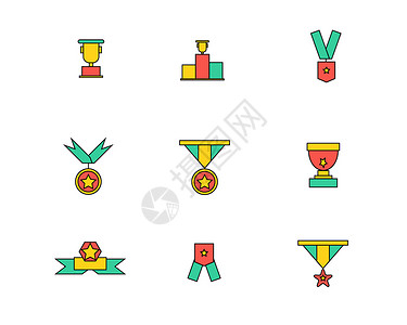 勋章设计素材彩色勋章图标矢量SVG图标元素套图1插画