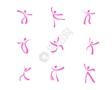 武术元素粉色运动小人图标svg图标元素套图1插画