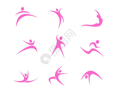 排球剪影粉色运动小人图标小人svg图标元素套图插画