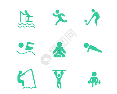 瑜伽元素素材绿色运动小人图标svg图标元素套图11插画
