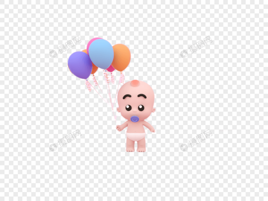 婴儿站立手拿气球图片
