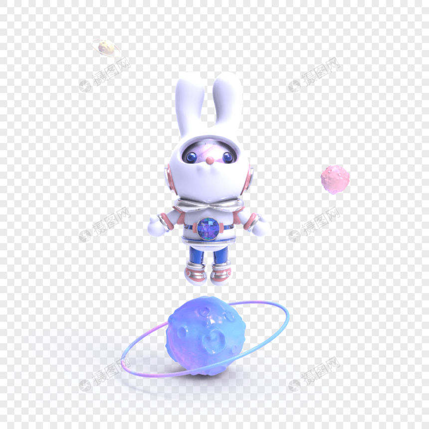 科技风宇航员兔兔漂浮站立图片