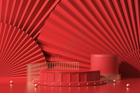 红色中国风展台背景图片