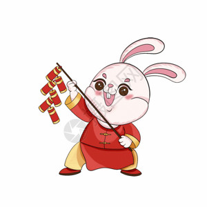 春节放鞭炮兔子放鞭炮GIF高清图片