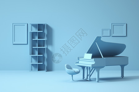 钢琴3d素材室内钢琴静物场景设计图片