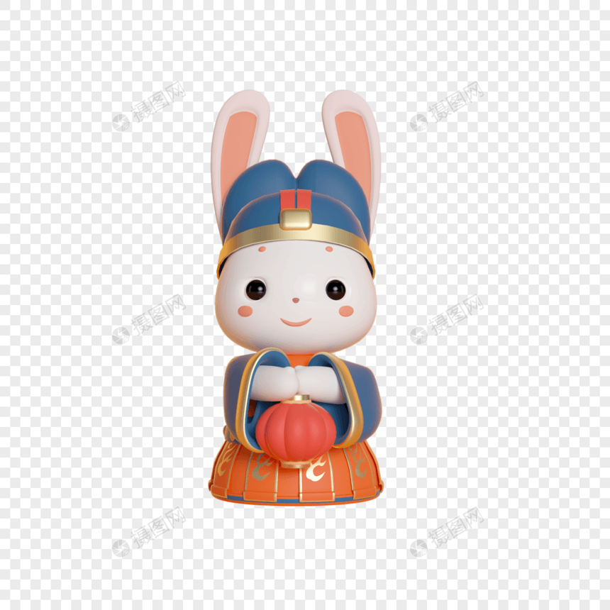 c4d兔年春节拟人兔子形象模型图片