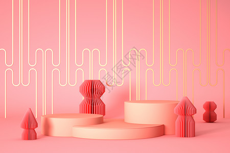 创意粉色质感展台背景图片