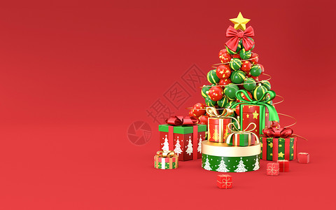 五角星方形边框圣诞节红色场景设计图片