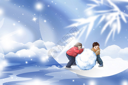丢雪球女孩意境大雪场景背景设计图片