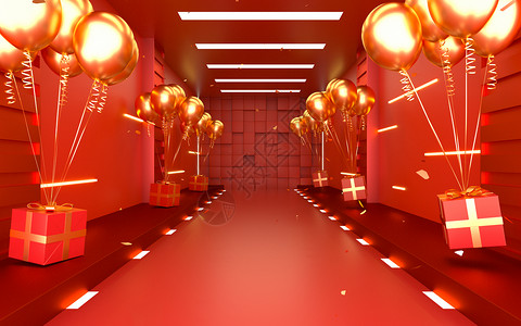 购物PNG3d红色促销空间设计图片