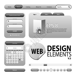 圆角web设计石墨灰色元素图片