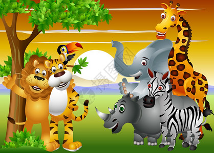 野生非洲动物卡通图片