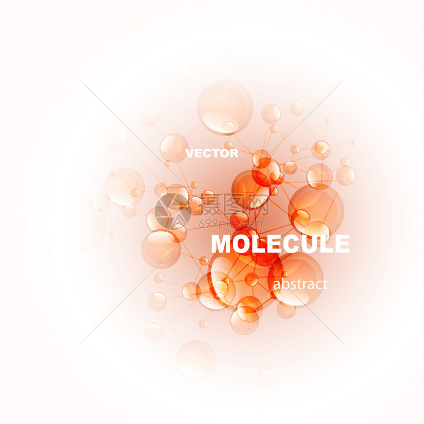 闪亮的橙色分子背景图片