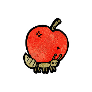 矢量白色背景上携带苹果的卡通蚂蚁图片