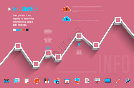 带有抽象图形和图标的现代信息图形模板图片