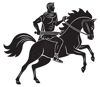 罗马诺骑在马背上的恺撒插画