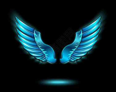 蓝色发光天使的翅膀背景图片