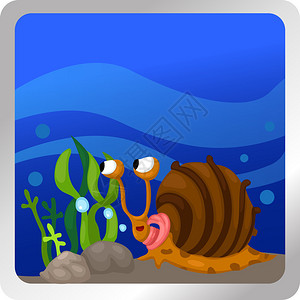 蜗牛水下背景的插图图片