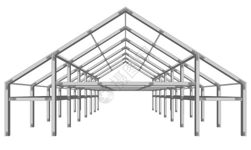 白托略孤立于白矢量图解的钢框架宽建筑项目计插画