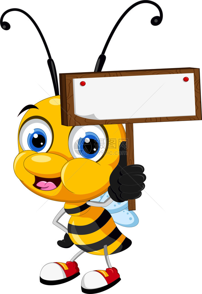 小蜜蜂卡通持有空白板图片