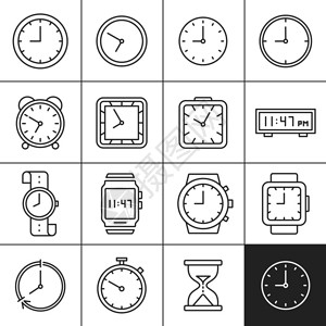 时钟和手表图标测量和显示时间矢量插图片