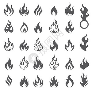 柏嘉矢量火和火焰图标集插画