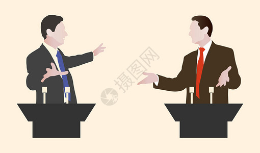 论战辩论两个扬声器演讲辩论插画