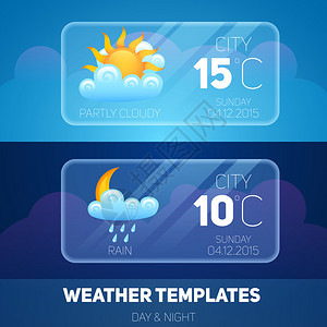 天气预报元件气象学和气候移动应用软件布局模板矢量图图片