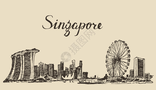 新加坡城市剪影图片
