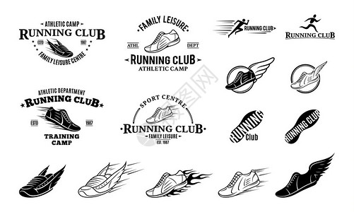 跑步俱乐部标志模板和徽章背景图片