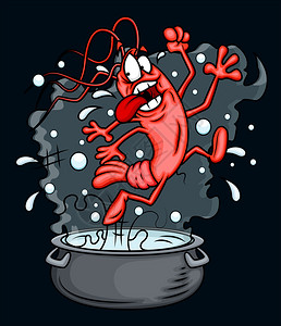 卡通虾烹饪矢量图图片