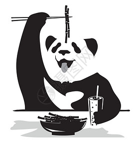 熊猫吃竹枝条图片
