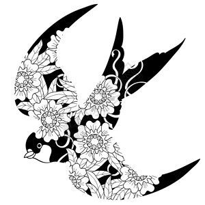 惊爆设计素材燕子在白色背景上的涂鸦插画
