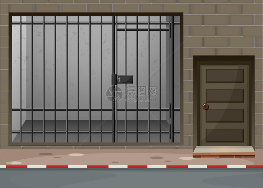 建筑插图中的监狱场景图片