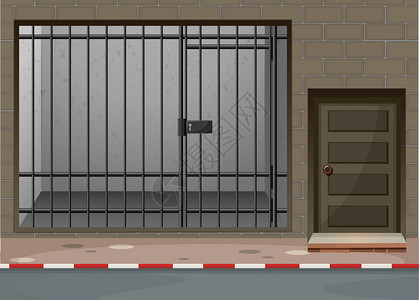 惩建筑插图中的监狱场景插画
