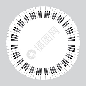 钢琴键概念圆形音乐框架矢量图图片