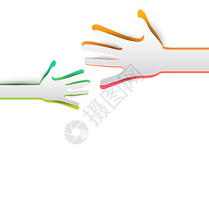 帮助手矢量切纸手白背景上图片