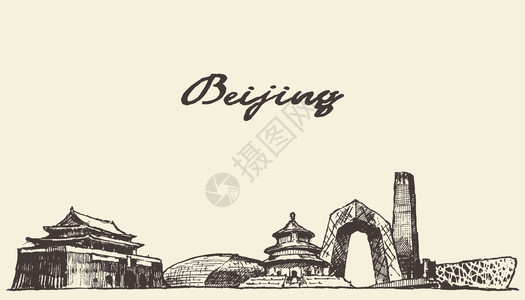 北京线陈年矢量绘画图片