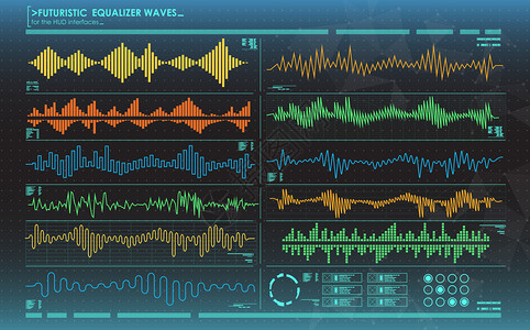 进度跟踪记录彩色的未来派均衡器波设计图片