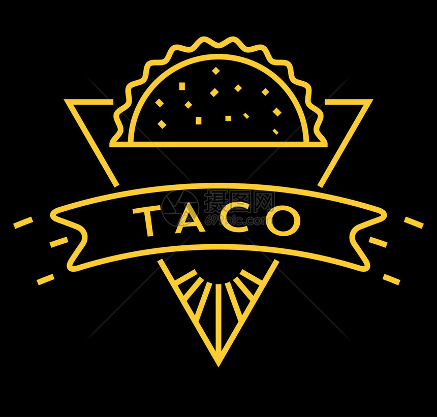 带有线风格taco图标图片