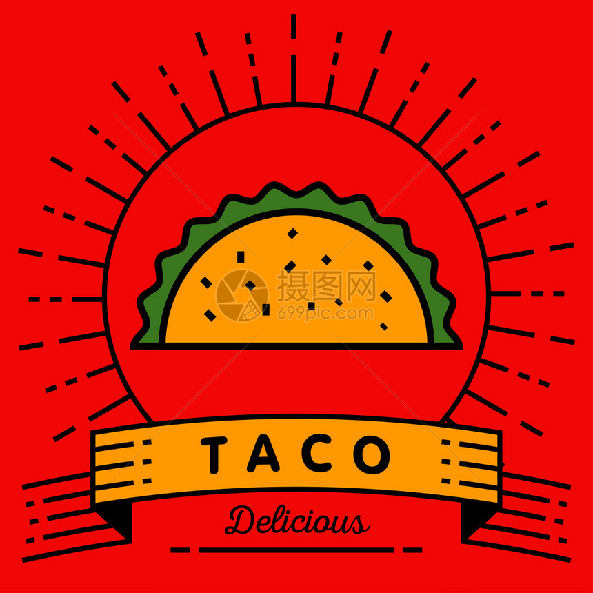 带有线样式的Taco图标矢量图片